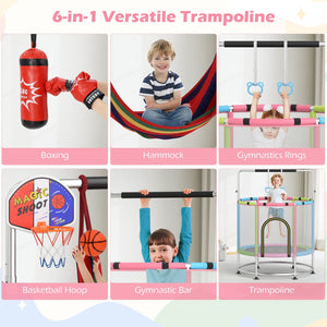 55 inches Kids Trampoline Gift for for 3-6 Years Old Boys and Girls-Pink view 4