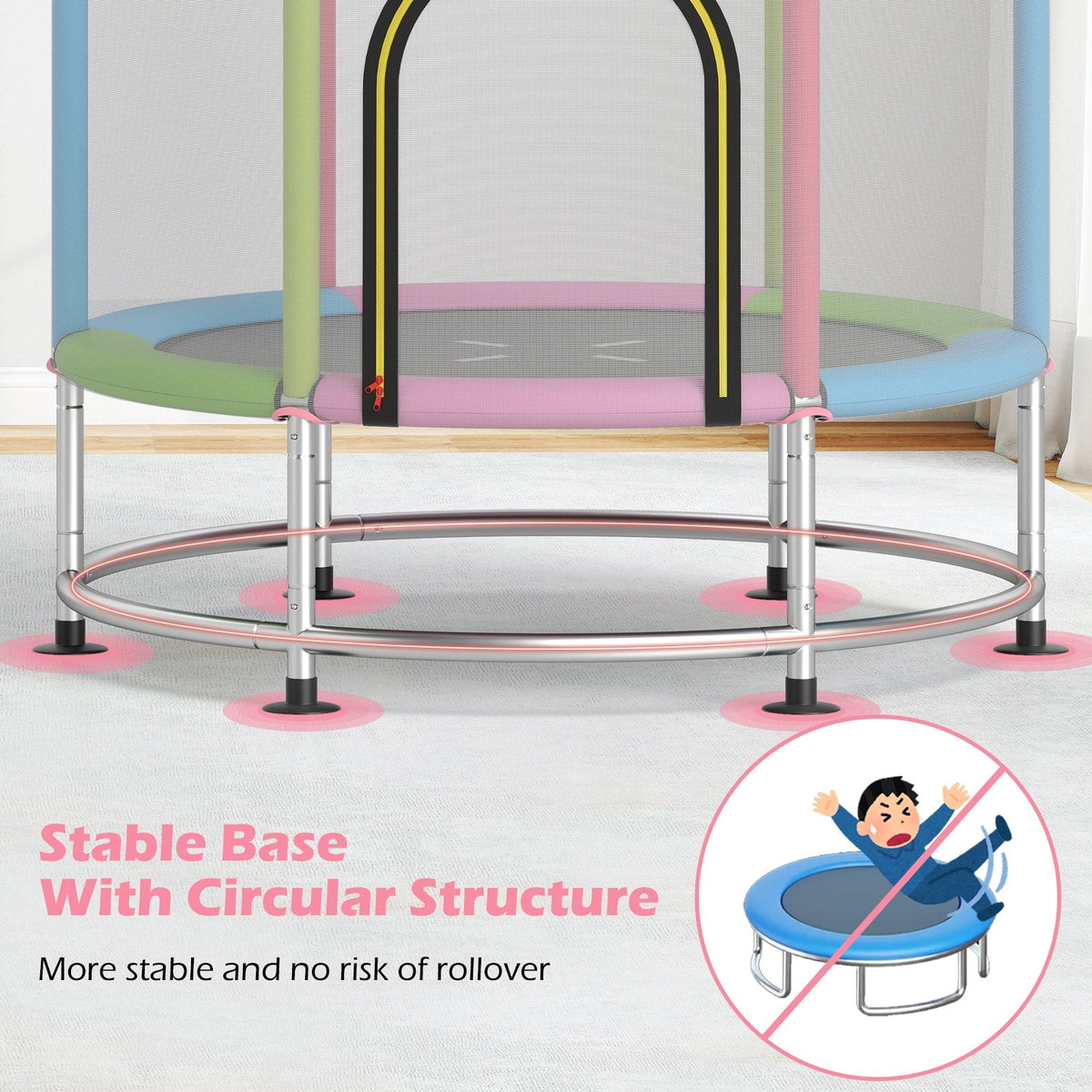 55 inches Kids Trampoline Gift for for 3-6 Years Old Boys and Girls-Pink view 5
