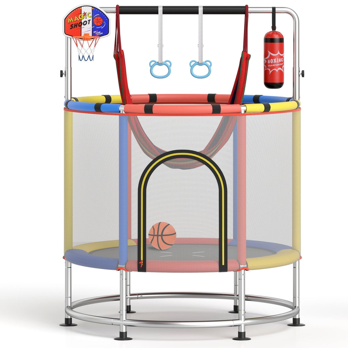 55 inches Kids Trampoline Gift for for 3-6 Years Old Boys and Girls-Red view 2