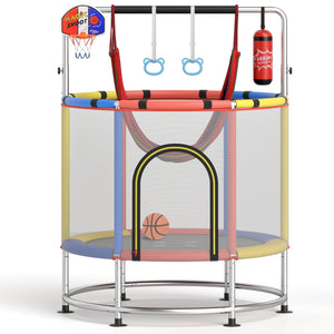 55 inches Kids Trampoline Gift for for 3-6 Years Old Boys and Girls-Red view 2