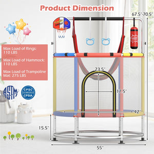 55 inches Kids Trampoline Gift for for 3-6 Years Old Boys and Girls-Red view 3