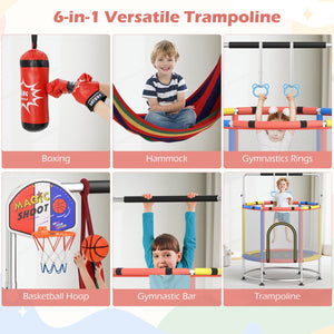 55 inches Kids Trampoline Gift for for 3-6 Years Old Boys and Girls-Red view 4