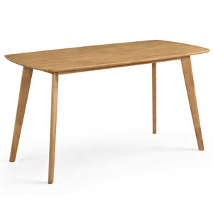 55 inches Solid Wood Dining Table for 4-6 People with Rounded Edges-Natural