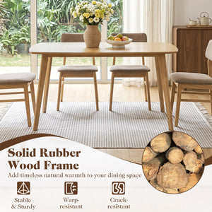 55 inches Solid Wood Dining Table for 4-6 People with Rounded Edges-Natural view 7