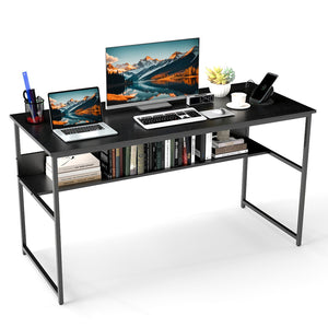 55 x 24 inch Computer Desk with Power Outlets and USB Ports-Black