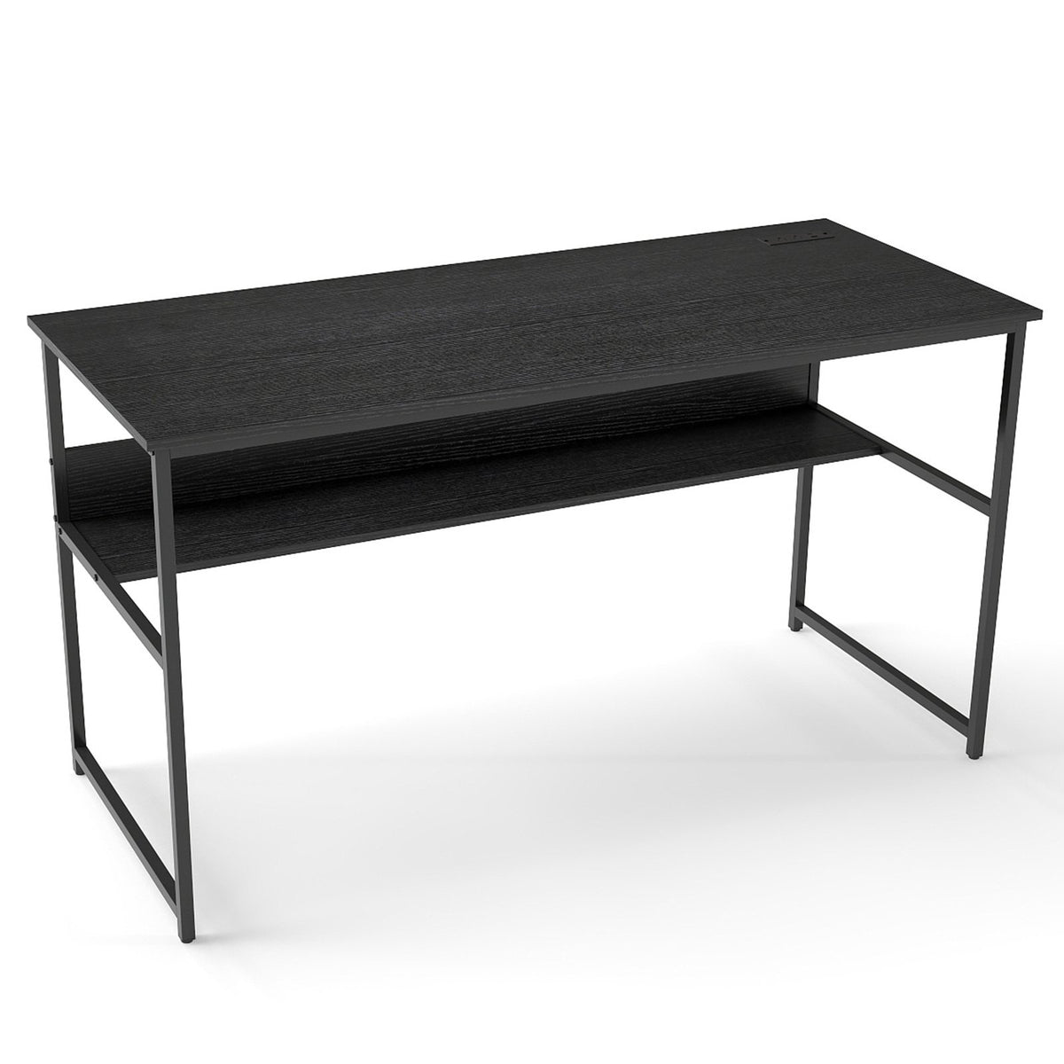 55 x 24 inch Computer Desk with Power Outlets and USB Ports-Black view 4