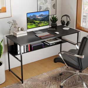 55 x 24 inch Computer Desk with Power Outlets and USB Ports-Black view 6