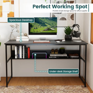 55 x 24 inch Computer Desk with Power Outlets and USB Ports-Black view 9