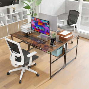 55 x 24 inch Computer Desk with Power Outlets and USB Ports-Rustic Brown view 3