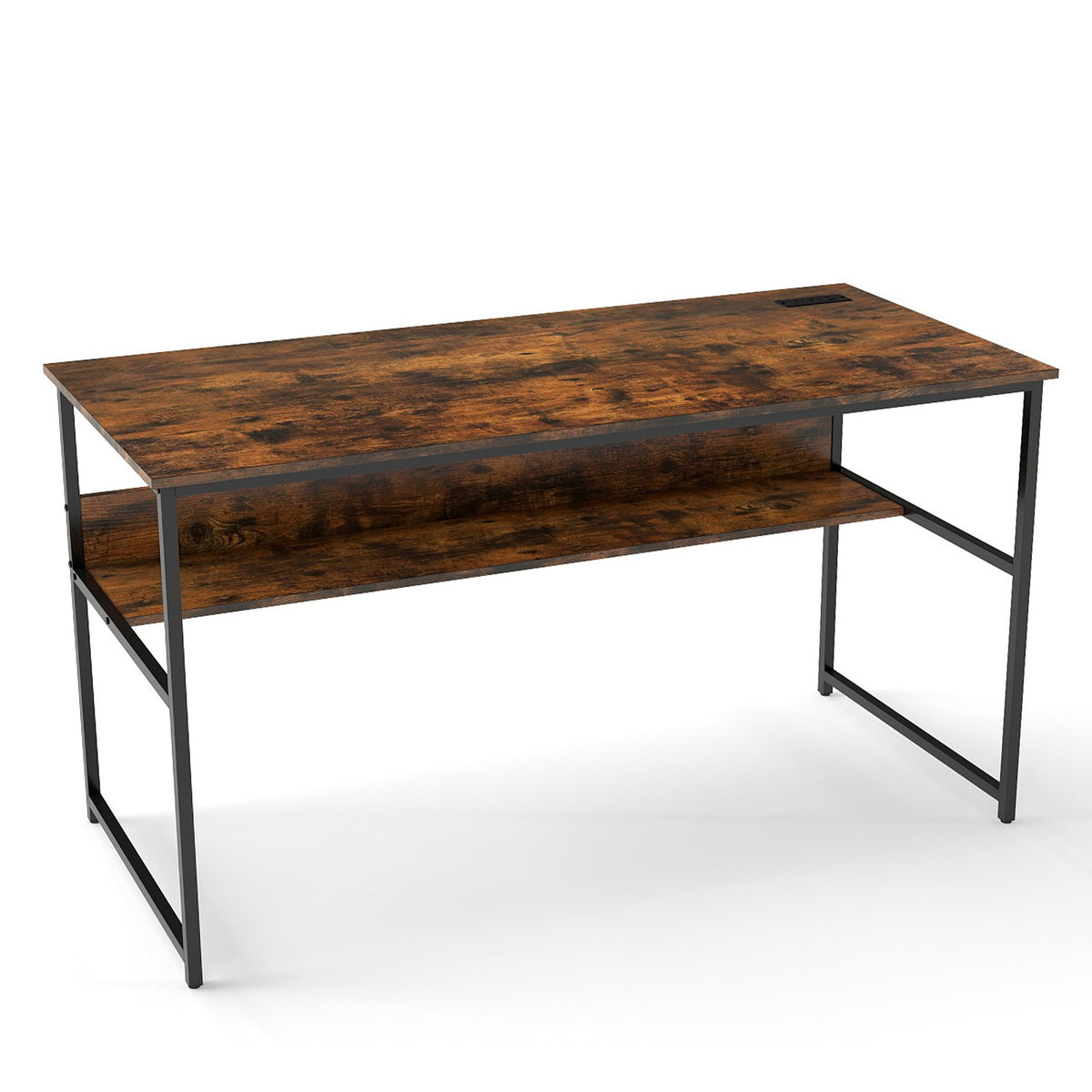 55 x 24 inch Computer Desk with Power Outlets and USB Ports-Rustic Brown view 4