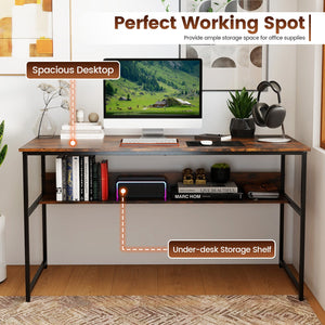 55 x 24 inch Computer Desk with Power Outlets and USB Ports-Rustic Brown view 8