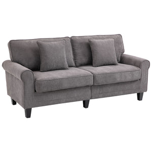 Modern 3 Seater Sofa, Corduroy Fabric 3 Seater Couch with Pine Wood Legs and Rolled Armrests for Living – view 15