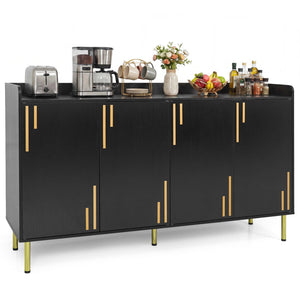 55 inches Buffet Cabinet with 4 Doors and 5 Metal Legs Modern Credenza-Black view 4