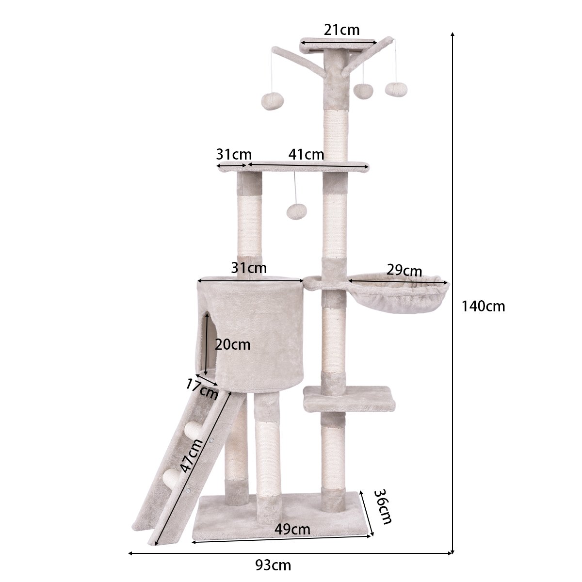 56 Inch Condo Scratching Posts Ladder Cat Play Tree view 5