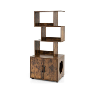 56 Inch Tall Cat Litter Box Enclosure with Storage-Rustic Brown view 4