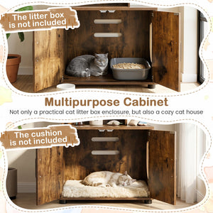 56 Inch Tall Cat Litter Box Enclosure with Storage-Rustic Brown view 8