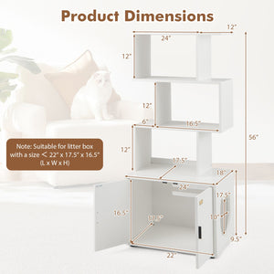 56 Inch Tall Cat Litter Box Enclosure with Storage-White view 5