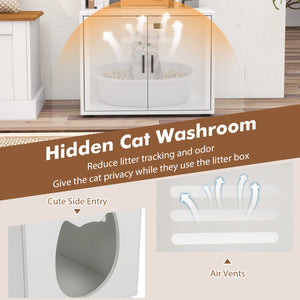 56 Inch Tall Cat Litter Box Enclosure with Storage-White view 7