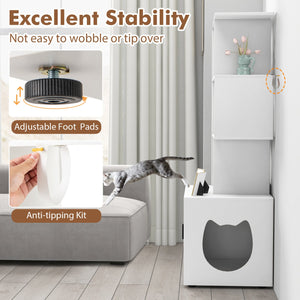 56 Inch Tall Cat Litter Box Enclosure with Storage-White view 8