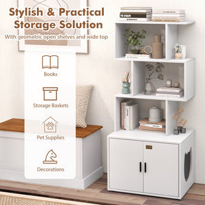 56 Inch Tall Cat Litter Box Enclosure with Storage-White view 9