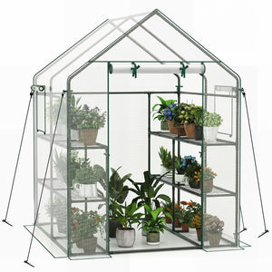 56 x 56 x 77 Inch Walk-in Greenhouse with Observation Windows-White