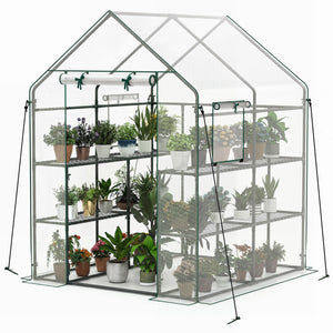 56 x 56 x 77 Inch Walk-in Greenhouse with Observation Windows-White view 4