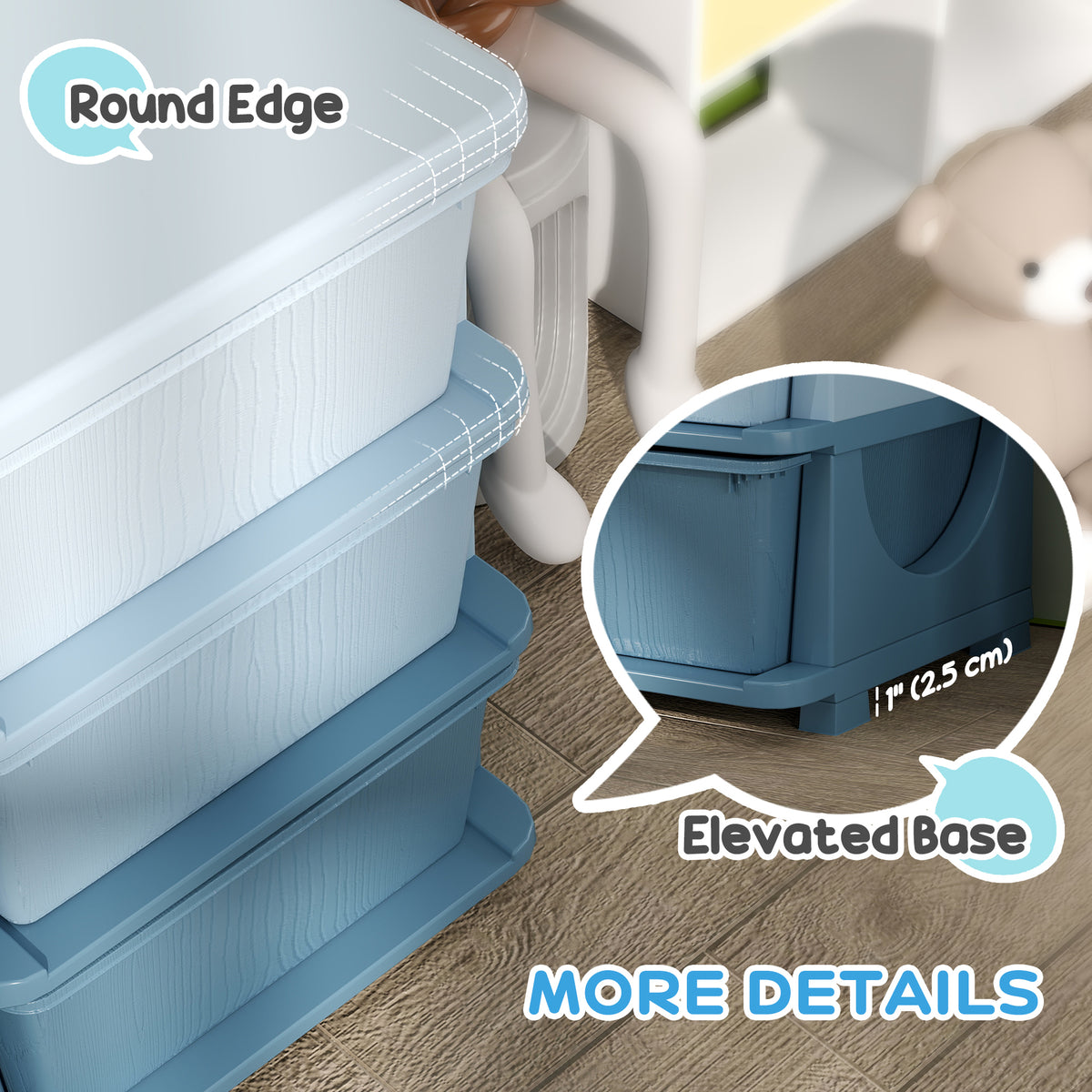 Qaba 3 Tier Kids Toy Organizer and Storage Bins with 6 Plastic Drawers