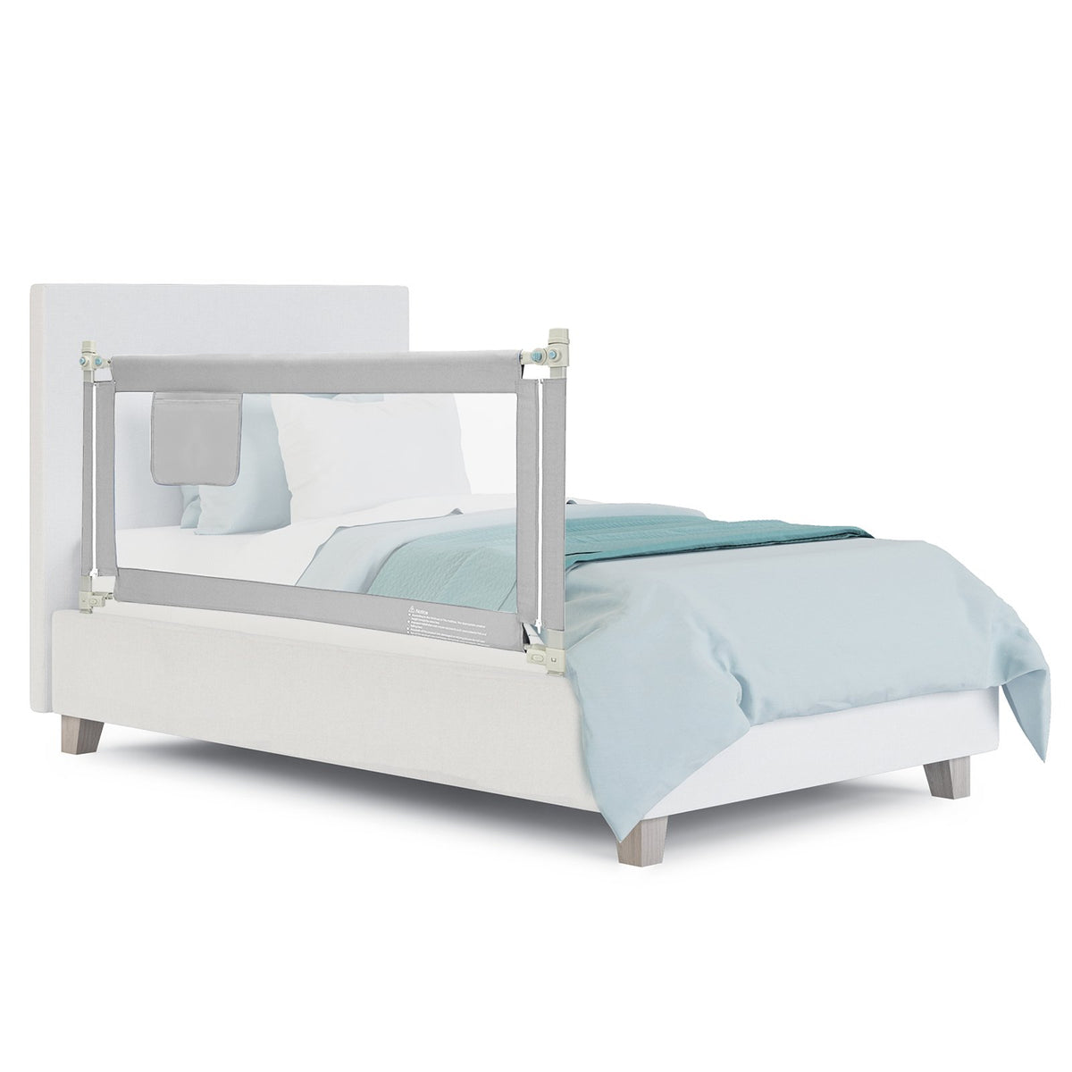 57 Inch Toddlers Vertical Lifting Baby Bed Rail Guard with Lock-Gray view 3