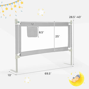 57 Inch Toddlers Vertical Lifting Baby Bed Rail Guard with Lock-Gray view 4