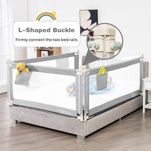 57 Inch Toddlers Vertical Lifting Baby Bed Rail Guard with Lock-Gray view 6