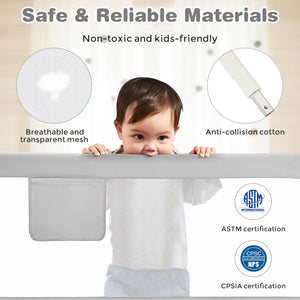 57 Inch Toddlers Vertical Lifting Baby Bed Rail Guard with Lock-Gray view 8