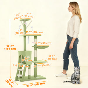 53" Cat Tree Tower, Kitten Activity Centre with Scratching Posts, Condo, Perches, Ladder, Hammock – view 23