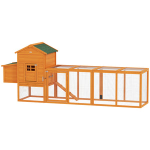 117" Extra Large Chicken Coop with Asphalt Roof, Wooden Hen House with Slide-out Tray