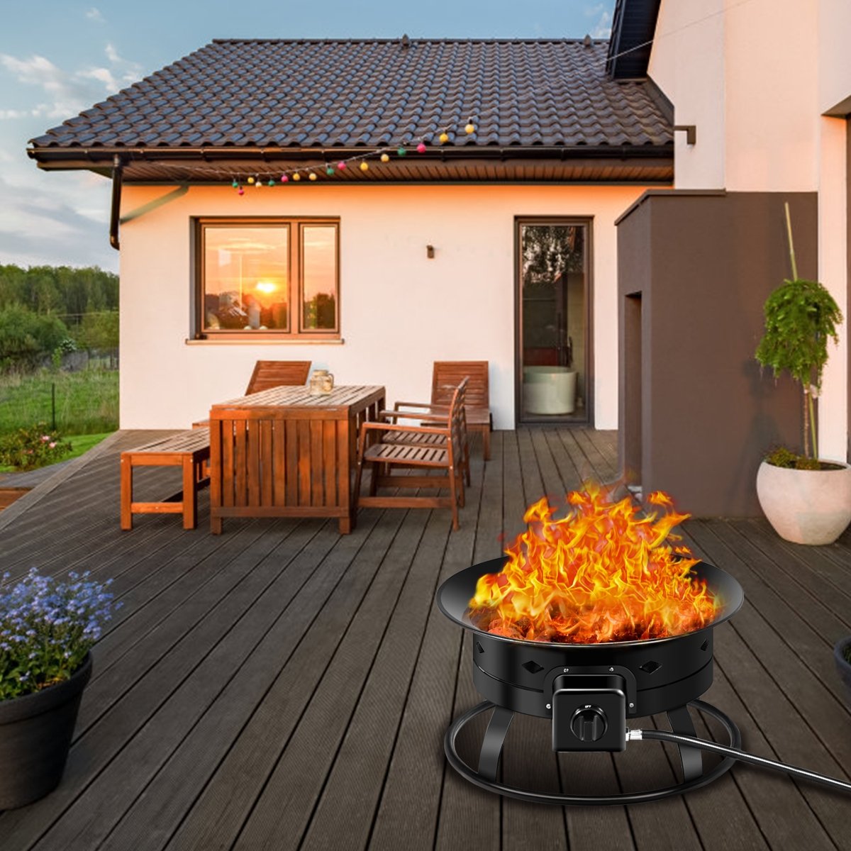 58 000BTU Firebowl Outdoor Portable Propane Gas Fire Pit with Cover and Carry Kit view 2