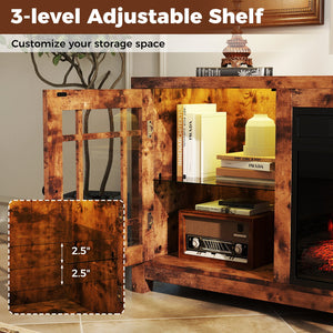 58 inches Fireplace TV Stand with LED Lights and 18 inches Electric Fireplace-Rustic Brown view 9