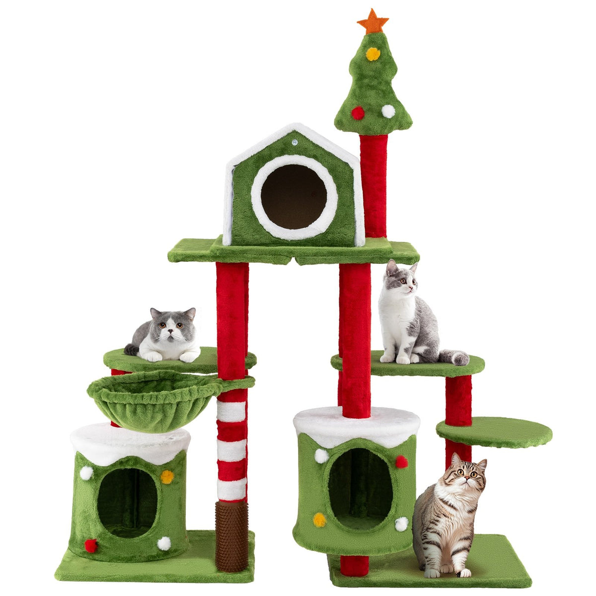 58 Inch Tall Cat Tree Tower Multi-level Pet Climbing and Jumping Tower Furniture with Condos view 4