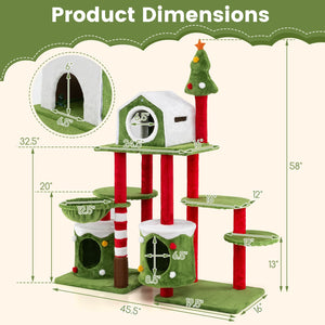 58 Inch Tall Cat Tree Tower Multi-level Pet Climbing and Jumping Tower Furniture with Condos view 5