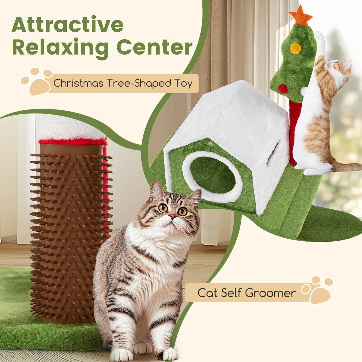 58 Inch Tall Cat Tree Tower Multi-level Pet Climbing and Jumping Tower Furniture with Condos view 7