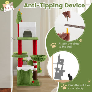 58 Inch Tall Cat Tree Tower Multi-level Pet Climbing and Jumping Tower Furniture with Condos view 8