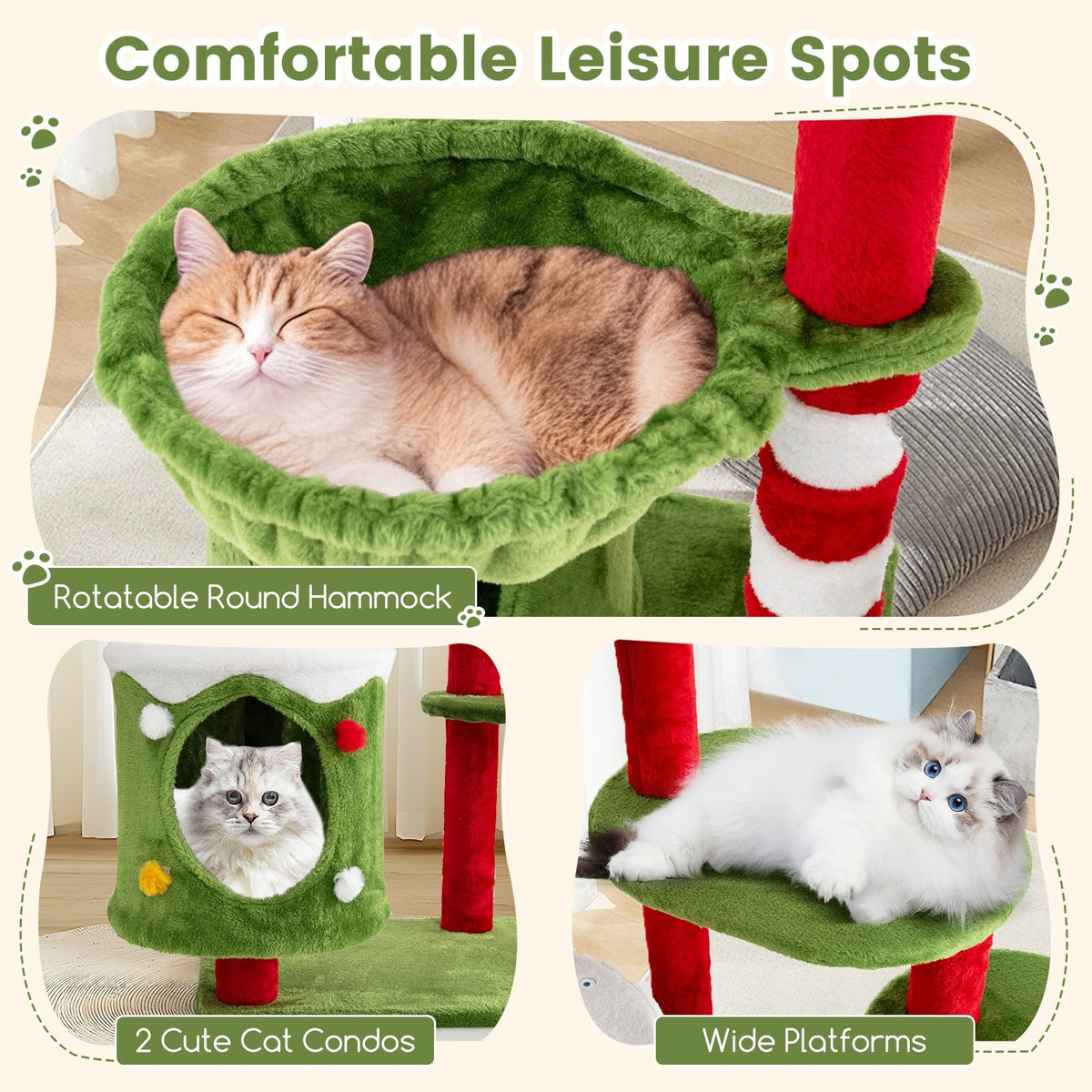 58 Inch Tall Cat Tree Tower Multi-level Pet Climbing and Jumping Tower Furniture with Condos view 9