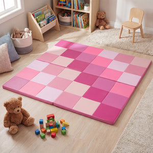 58 Inch Toddler Folding Activity Floor Mat Foam Baby Play Mat-Pink view 2