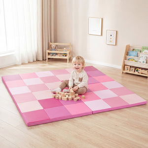 58 Inch Toddler Folding Activity Floor Mat Foam Baby Play Mat-Pink view 3