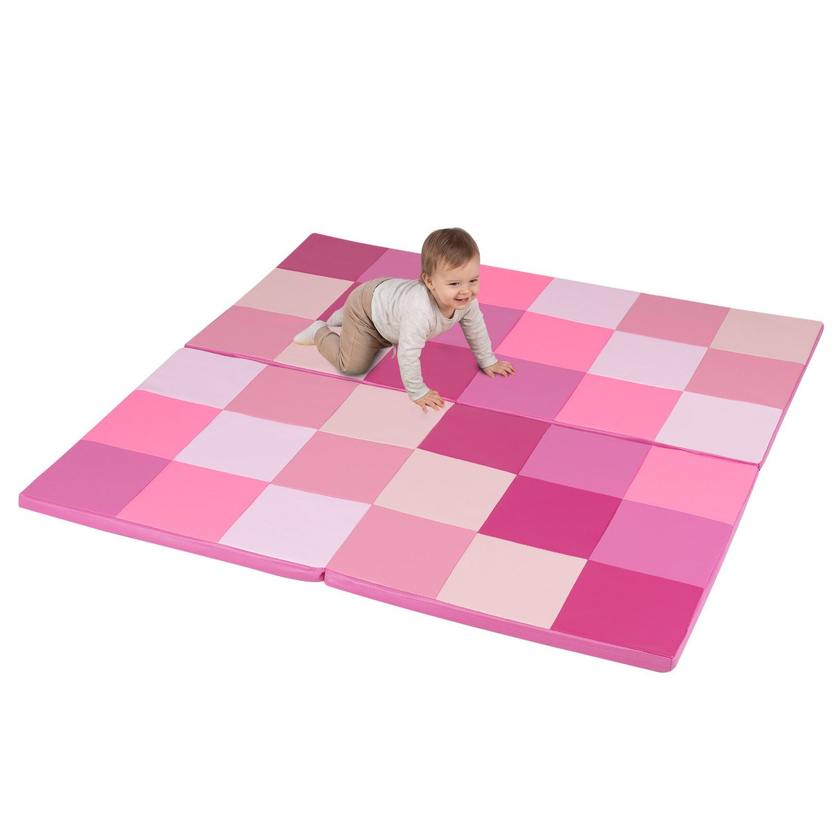 58 Inch Toddler Folding Activity Floor Mat Foam Baby Play Mat-Pink view 4
