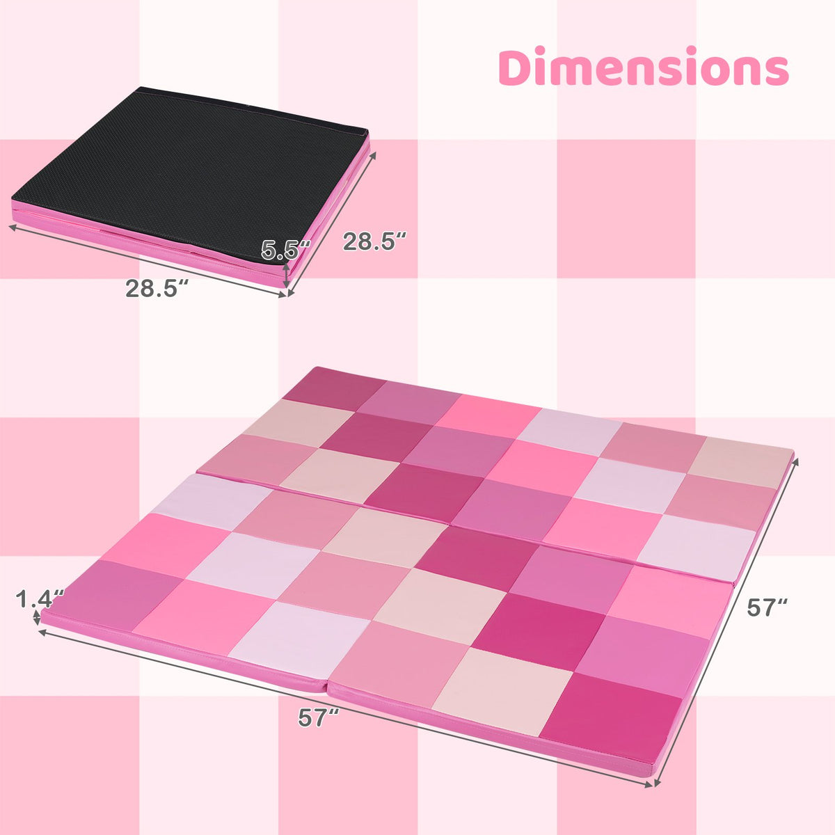 58 Inch Toddler Folding Activity Floor Mat Foam Baby Play Mat-Pink view 5