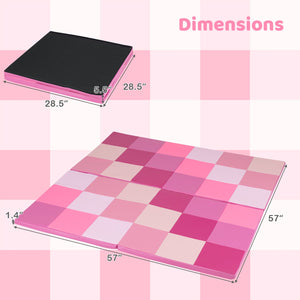 58 Inch Toddler Folding Activity Floor Mat Foam Baby Play Mat-Pink view 5