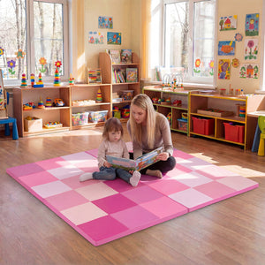 58 Inch Toddler Folding Activity Floor Mat Foam Baby Play Mat-Pink view 6