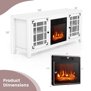 58 Inch Fireplace TV Stand with Adjustable Shelves for TVs up to 65 Inch-White view 4