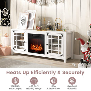 58 Inch Fireplace TV Stand with Adjustable Shelves for TVs up to 65 Inch-White view 5