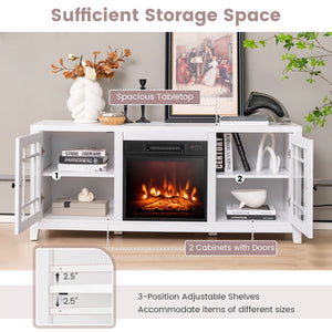 58 Inch Fireplace TV Stand with Adjustable Shelves for TVs up to 65 Inch-White view 8