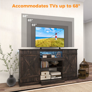 58 Inches TV stand for TVs up to 65 Inches with 20 Color Led Lights-Coffee view 7